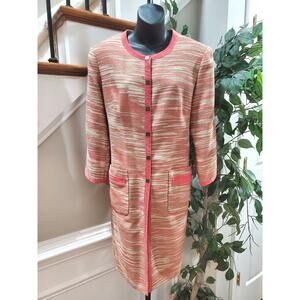 Bandolino Women Multicolor Acrylic Long Sleeve Buttons Front Long Jacket Size 12